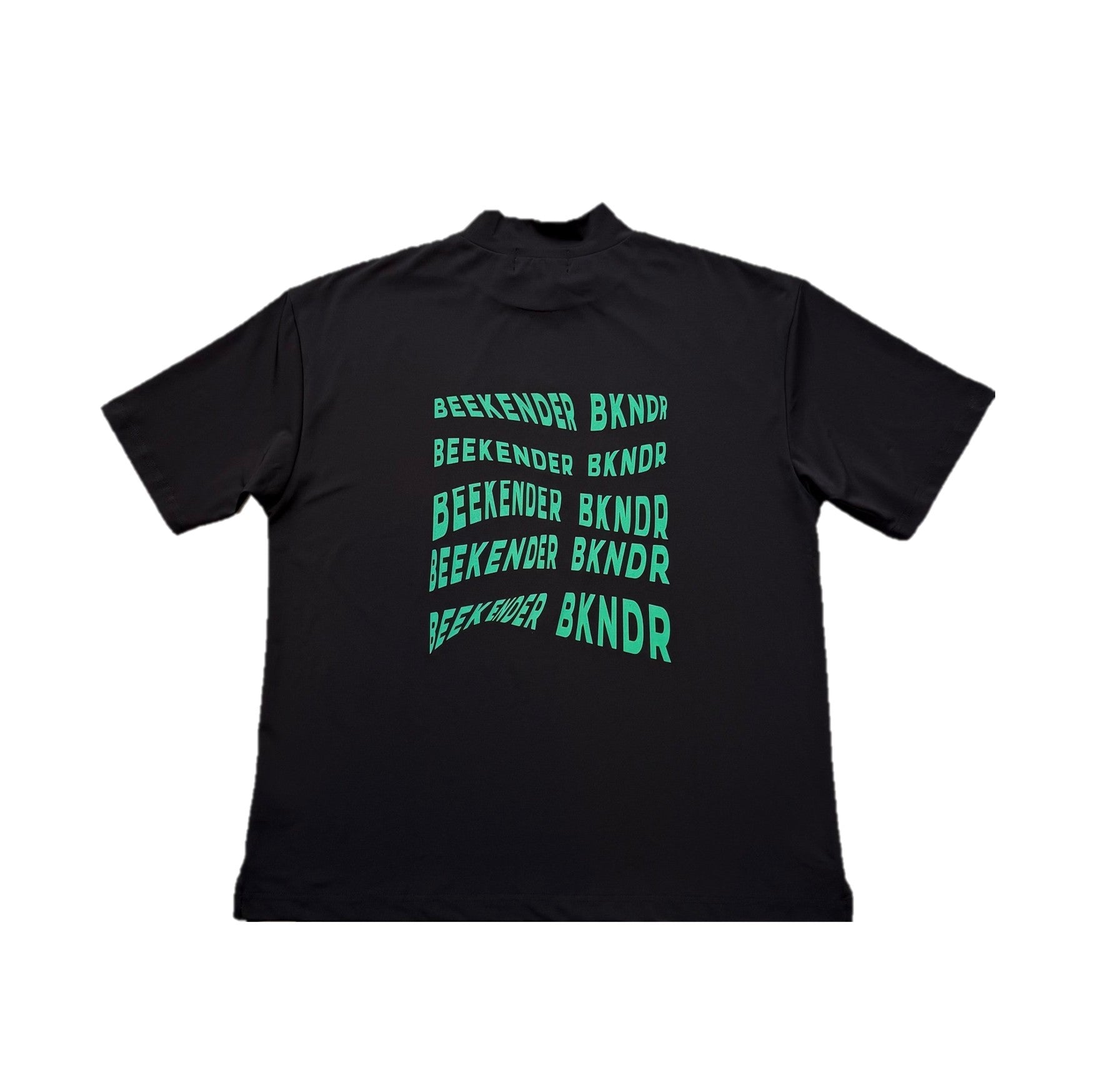 H/S Mockneck shirts wave print BLK